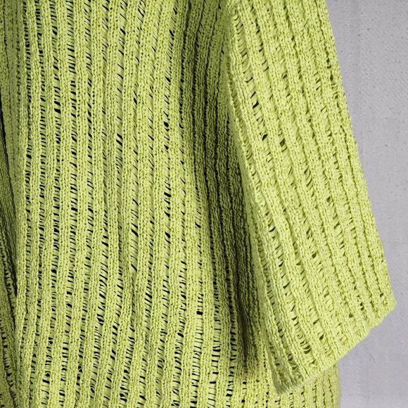 Chico's Lime Open Cotton Poly Open Weave 3/4 Sleeve Sweater Chico Sz 3 US XL 16 - Picture 10 of 16